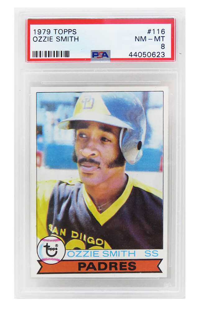 Ozzie Smith (San Diego Padres) 1979 Topps Baseball RC Rookie Card #116 - PSA 8 NM-MT (C) - PS1OS79TC - Ozzie Smith (San Diego Padres) 1979 Topps Baseball RC Rookie Card #116 - PSA 8 NM-MT (C) product image