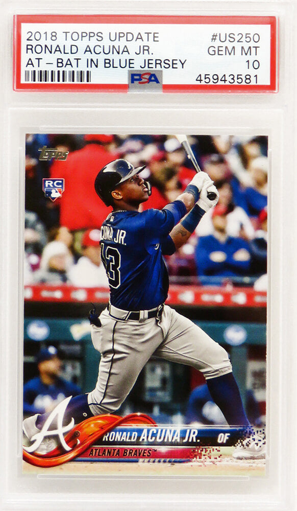 Ronald Acuna (Atlanta Braves) 2018 Topps Update Baseball #US250 RC Rookie Card - PSA 10 GEM MINT - PS1RA18T1 - Ronald Acuna (Atlanta Braves) 2018 Topps Update Baseball #US250 RC Rookie Card - PSA 10 GEM MINT product image