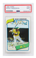 Rickey Henderson (Oakland A's) 1980 Topps Baseball #482 RC Rookie Card - PSA 9 MINT (B) - PS1RH80TB - Rickey Henderson (Oakland A's) 1980 Topps Baseball #482 RC Rookie Card - PSA 9 MINT (B) product image