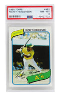 Rickey Henderson (Oakland A's) 1980 Topps Baseball #482 RC Rookie Card - PSA 8 NM-MT (C) - PS1RH80TC - Rickey Henderson (Oakland A's) 1980 Topps Baseball #482 RC Rookie Card - PSA 8 NM-MT (C) product image