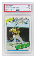 Rickey Henderson (Oakland A's) 1980 Topps Baseball #482 RC Rookie Card - PSA 9 MINT (E) - PS1RH80TE - Rickey Henderson (Oakland A's) 1980 Topps Baseball #482 RC Rookie Card - PSA 9 MINT (E) product image