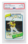 Rickey Henderson (Oakland A's) 1980 Topps Baseball #482 RC Rookie Card - PSA 8 NM-MT (H) - PS1RH80TH - Rickey Henderson (Oakland A's) 1980 Topps Baseball #482 RC Rookie Card - PSA 8 NM-MT (H) product image
