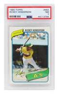 Rickey Henderson (Oakland A's) 1980 Topps Baseball #482 RC Rookie Card - PSA 7 NM (I) - PS1RH80TI - Rickey Henderson (Oakland A's) 1980 Topps Baseball #482 RC Rookie Card - PSA 7 NM (I) product image