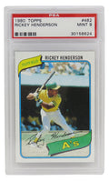 Rickey Henderson (Oakland A's) 1980 Topps Baseball #482 RC Rookie Card - PSA 9 MINT (Old Labe)(L) - PS1RH80TL - Rickey Henderson (Oakland A's) 1980 Topps Baseball #482 RC Rookie Card - PSA 9 MINT (Old Labe)(L) product image