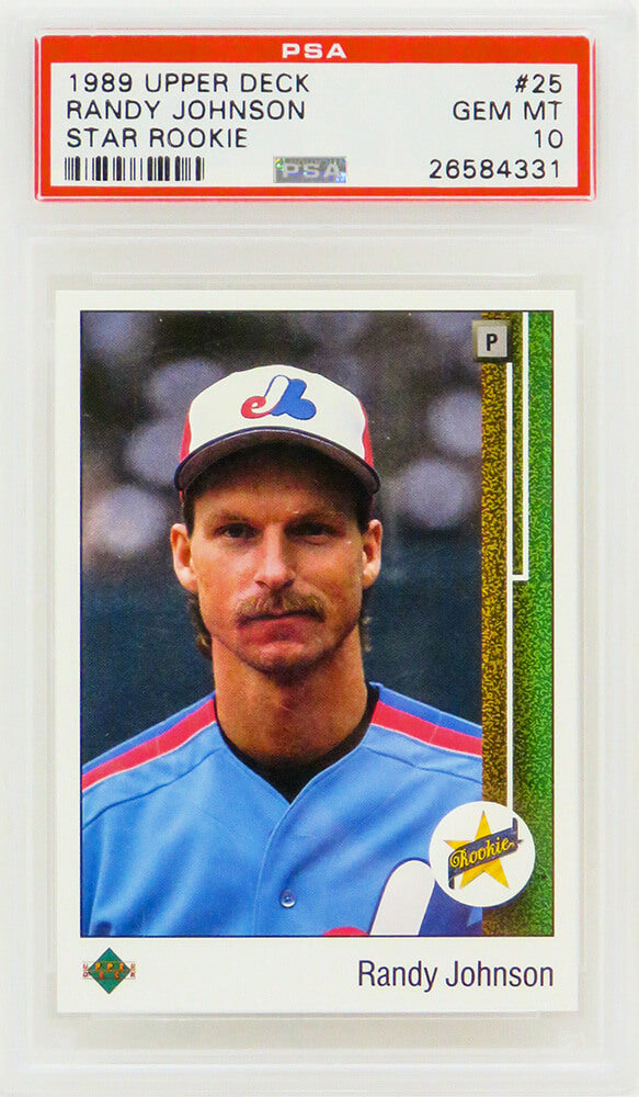 Randy Johnson (Montreal Expos) 1989 Upper Deck Baseball #25 RC Rookie Card - PSA 10 GEM MINT (Silver Label) - PS1RJ89U2 - Randy Johnson (Montreal Expos) 1989 Upper Deck Baseball #25 RC Rookie Card - PSA 10 GEM MINT (Silver Label) product image