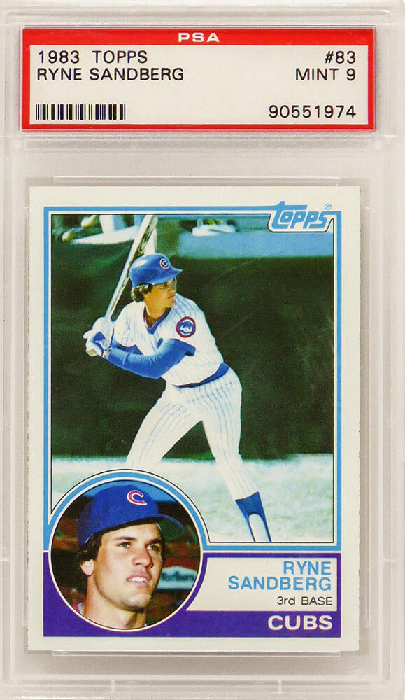 Ryne Sandberg (Chicago Cubs) 1983 Topps Baseball #83 RC Rookie Card - PSA 9 MINT - PS1RS83T1 - Ryne Sandberg (Chicago Cubs) 1983 Topps Baseball #83 RC Rookie Card - PSA 9 MINT product image
