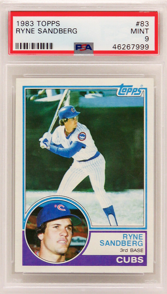 Ryne Sandberg (Chicago Cubs) 1983 Topps Baseball #83 RC Rookie Card - PSA 9 MINT (New Label) - PS1RS83T2 - Ryne Sandberg (Chicago Cubs) 1983 Topps Baseball #83 RC Rookie Card - PSA 9 MINT (New Label) product image