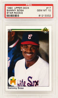 Sammy Sosa (Chicago White Sox) 1990 Upper Deck Baseball #17 RC Rookie Card - PSA 10 GEM MINT - PS1SS90U1 - Sammy Sosa (Chicago White Sox) 1990 Upper Deck Baseball #17 RC Rookie Card - PSA 10 GEM MINT product image