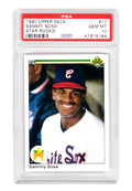 Sammy Sosa (Chicago White Sox) 1990 Upper Deck Baseball #17 RC Rookie Card - PSA 10 GEM MINT (Silver Label) - PS1SS90U3 - Sammy Sosa (Chicago White Sox) 1990 Upper Deck Baseball #17 RC Rookie Card - PSA 10 GEM MINT (Silver Label) product image