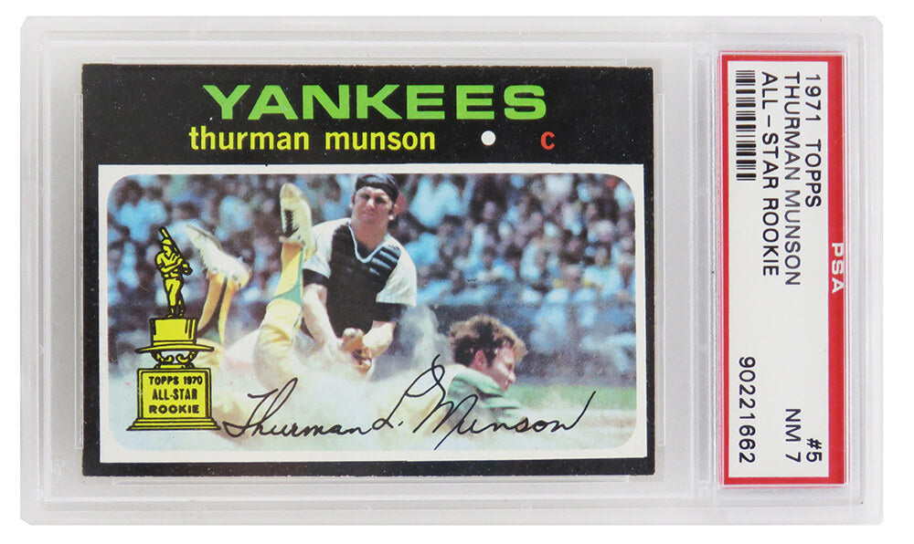 Thurman Munson (New York Yankees) 1971 Topps All Star Rookie Card #5 (2nd Year Card) - PSA 7 NM (A) - PS1TM71TA - Thurman Munson (New York Yankees) 1971 Topps All Star Rookie Card #5 (2nd Year Card) - PSA 7 NM (A) product image