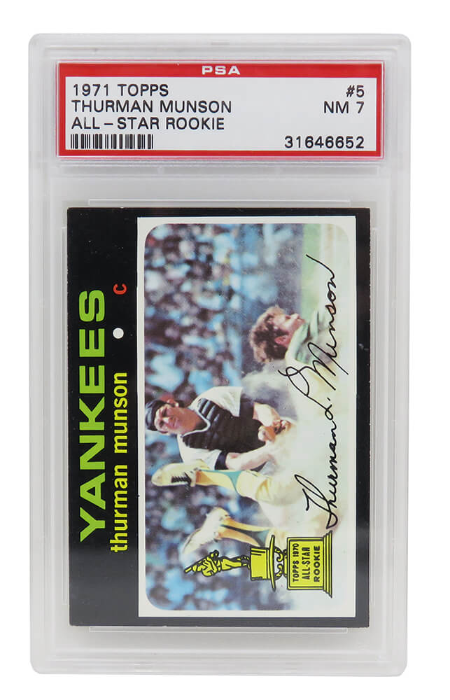 Thurman Munson (New York Yankees) 1971 Topps All Star Rookie Card #5 (2nd Year Card) - PSA 7 NM (H) - PS1TM71TH - Thurman Munson (New York Yankees) 1971 Topps All Star Rookie Card #5 (2nd Year Card) - PSA 7 NM (H) product image