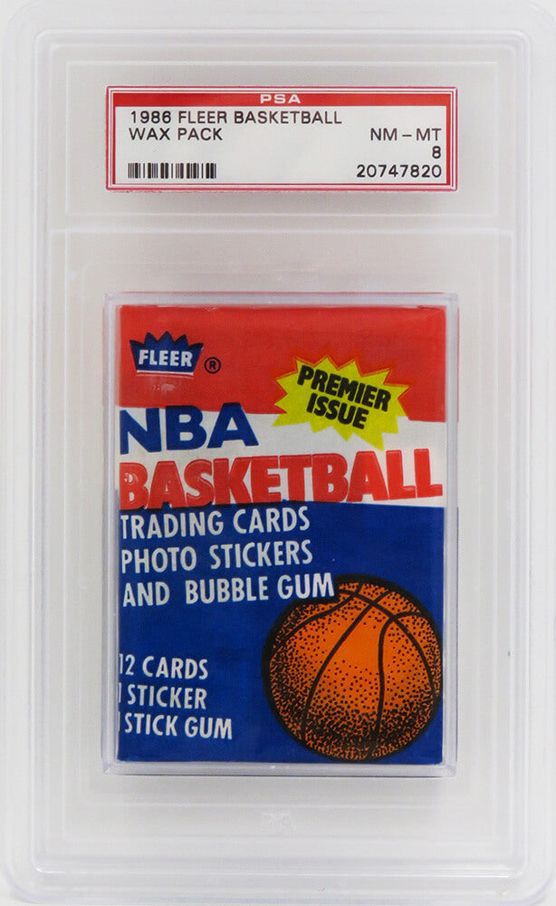 1986 Fleer Basketball Wax Pack - PSA 8 (Dominique Wilkins Sticker On Back) Michael Jordan RC?? - PS286FWN8 - 1986 Fleer Basketball Wax Pack - PSA 8 (Dominique Wilkins Sticker On Back) Michael Jordan RC?? product image