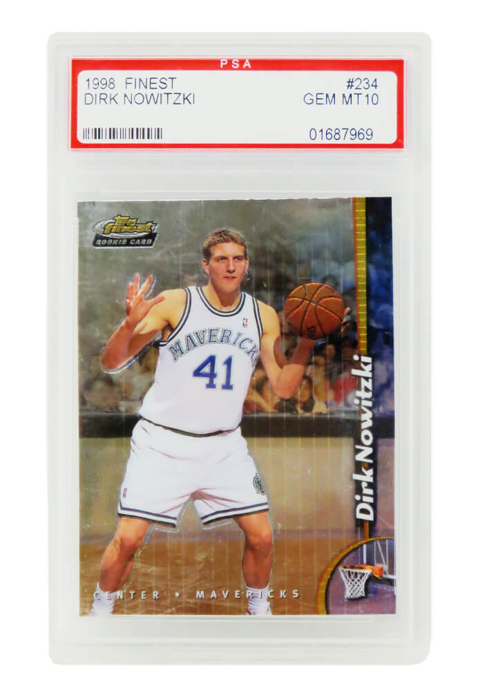 Dirk Nowitzki (Dallas Mavericks) 1998 Topps Finest Basketball #234 RC Rookie Card - PSA 10 GEM MINT - PS2DN98F1 - Dirk Nowitzki (Dallas Mavericks) 1998 Topps Finest Basketball #234 RC Rookie Card - PSA 10 GEM MINT product image
