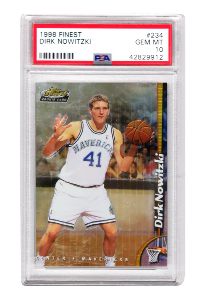 Dirk Nowitzki (Dallas Mavericks) 1998 Topps Finest Basketball #234 RC Rookie Card - PSA 10 GEM MINT (New Label) - PS2DN98F2 - Dirk Nowitzki (Dallas Mavericks) 1998 Topps Finest Basketball #234 RC Rookie Card - PSA 10 GEM MINT (New Label) product image