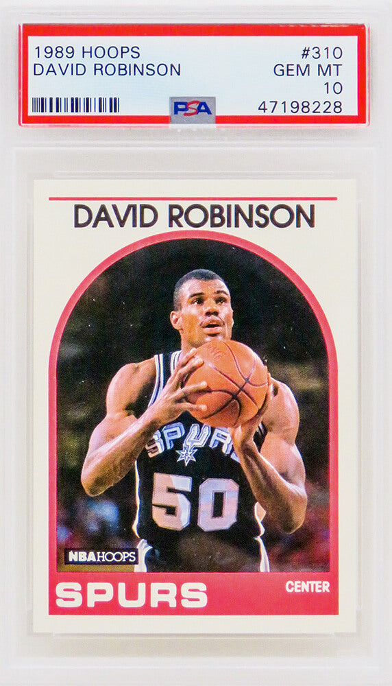 David Robinson (San Antonio Spurs) 1989 Hoops Basketball #310 RC Rookie Card - PSA 10 GEM MINT - PS2DR89H1 - David Robinson (San Antonio Spurs) 1989 Hoops Basketball #310 RC Rookie Card - PSA 10 GEM MINT product image