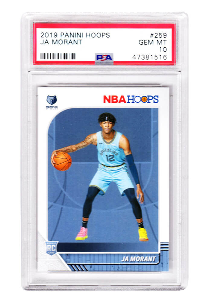Ja Morant (Memphis Grizzlies) 2019 Panini Hoops Basketball #259 RC Rookie Card - PSA 10 GEM MINT - PS2JM19H1 - Ja Morant (Memphis Grizzlies) 2019 Panini Hoops Basketball #259 RC Rookie Card - PSA 10 GEM MINT product image