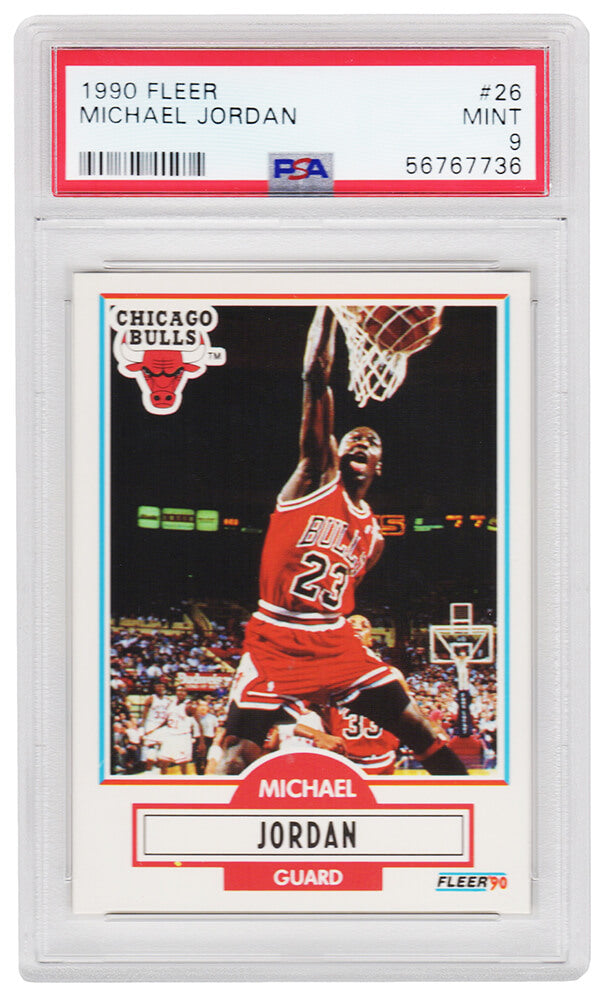 Michael Jordan (Chicago Bulls) 1990 Fleer Basketball #26 - PSA 9 MINT (New Label) - PS2MJ90F1 - Michael Jordan (Chicago Bulls) 1990 Fleer Basketball #26 - PSA 9 MINT (New Label) product image
