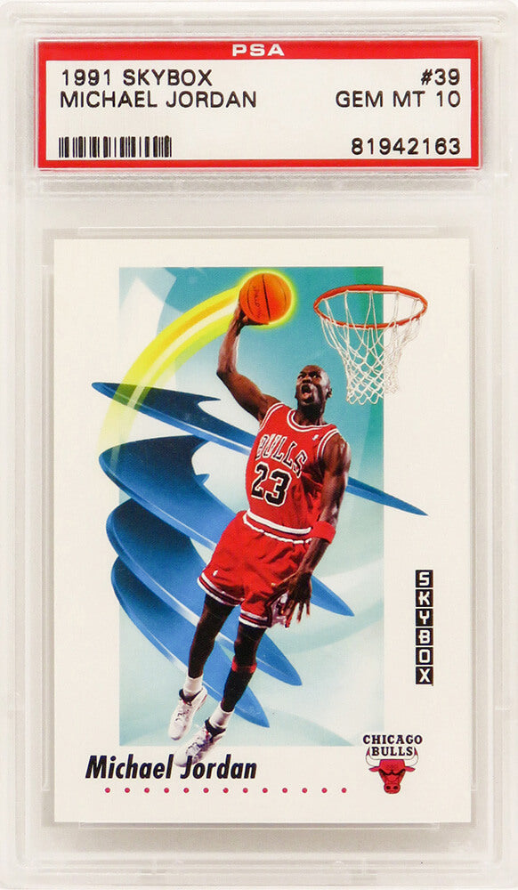 Michael Jordan (Chicago Bulls) 1991-92 Skybox Basketball #39 Card - PSA 10 GEM MINT - PS2MJ91S1 - Michael Jordan (Chicago Bulls) 1991-92 Skybox Basketball #39 Card - PSA 10 GEM MINT product image