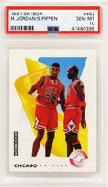 Michael Jordan & Scottie Pippen (Chicago Bulls) 1991-92 Skybox Basketball #462 Card - PSA 10 GEM MINT (New Label) - PS2MJ91S2 - Michael Jordan & Scottie Pippen (Chicago Bulls) 1991-92 Skybox Basketball #462 Card - PSA 10 GEM MINT (New Label) product image