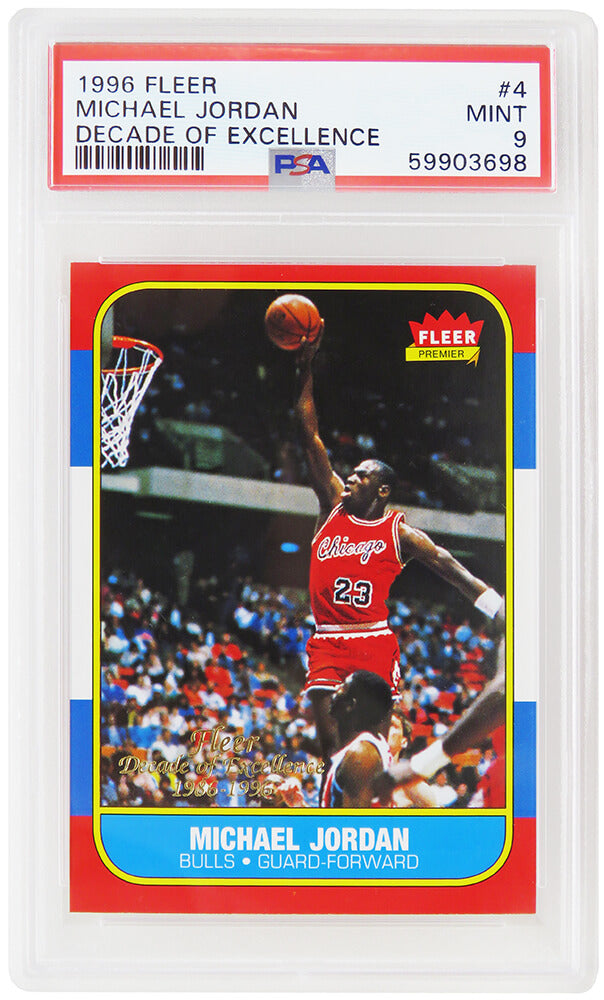 Michael Jordan (Chicago Bulls) 1996 Fleer Basketball (RC Card Image) #4 - PSA 9 MINT (New Label) - PS2MJ96F1 - Michael Jordan (Chicago Bulls) 1996 Fleer Basketball (RC Card Image) #4 - PSA 9 MINT (New Label) product image
