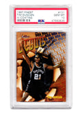 Tim Duncan (San Antonio Spurs) 1997 Topps Finest Basketball #101 RC Rookie Card - PSA 10 GEM MINT w/Coating - PS2TD97F3 - Tim Duncan (San Antonio Spurs) 1997 Topps Finest Basketball #101 RC Rookie Card - PSA 10 GEM MINT w/Coating product image