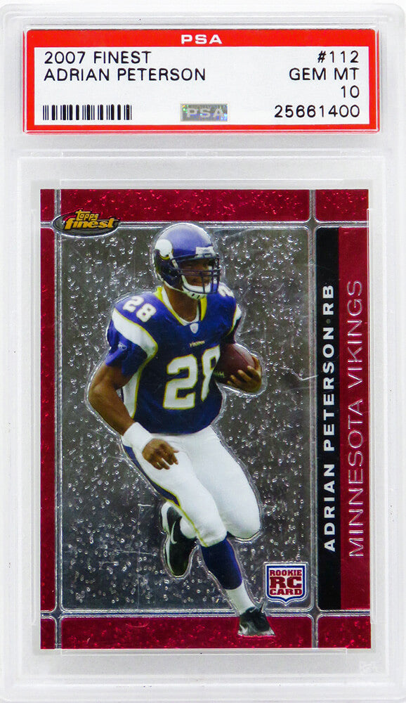 Adrian Peterson (Minnesota Vikings) 2007 Topps Finest Football #112 RC Rookie Card - PSA 10 GEM MINT (Silver Label) - PS3AP07F2 - Adrian Peterson (Minnesota Vikings) 2007 Topps Finest Football #112 RC Rookie Card - PSA 10 GEM MINT (Silver Label) product image