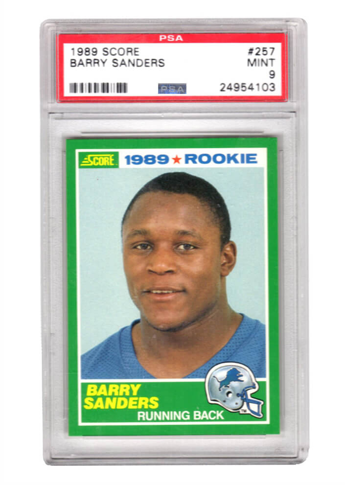 Barry Sanders (Detroit Lions) 1989 Score Football #257 RC Rookie Card - PSA 9 MINT (Silver Label) - PS3BS89S3 - Barry Sanders (Detroit Lions) 1989 Score Football #257 RC Rookie Card - PSA 9 MINT (Silver Label) product image