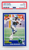 Cris Carter (Philadelphia Eagles) 1989 Score Football #72 RC Rookie Card - PSA 10 GEM MINT (New Label) - PS3CC89S2 - Cris Carter (Philadelphia Eagles) 1989 Score Football #72 RC Rookie Card - PSA 10 GEM MINT (New Label) product image