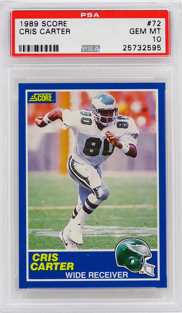 Cris Carter (Philadelphia Eagles) 1989 Score Football #72 RC Rookie Card - PSA 10 GEM MINT (Silver Label) - PS3CC89S3 - Cris Carter (Philadelphia Eagles) 1989 Score Football #72 RC Rookie Card - PSA 10 GEM MINT (Silver Label) product image