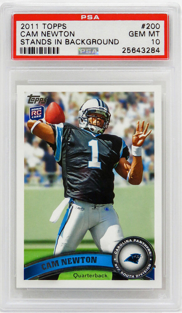 Cam Newton (Carolina Panthers) 2011 Topps Football #200 RC Rookie Card - PSA 10 GEM MINT (Silver Label) - PS3CN11T3 - Cam Newton (Carolina Panthers) 2011 Topps Football #200 RC Rookie Card - PSA 10 GEM MINT (Silver Label) product image