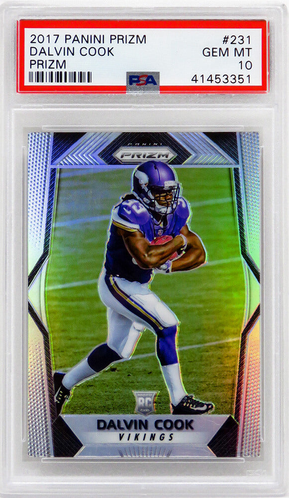 Dalvin Cook (Minnesota Vikings) 2017 Panini Prizm Football #231 Prizm RC Rookie Card - PSA 10 GEM MINT - PS3DC17P1 - Dalvin Cook (Minnesota Vikings) 2017 Panini Prizm Football #231 Prizm RC Rookie Card - PSA 10 GEM MINT product image