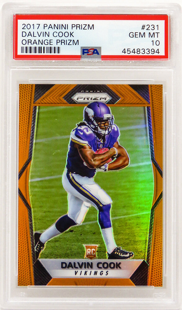 Dalvin Cook (Minnesota Vikings) 2017 Panini Prizm Football #231 Orange Prizm RC Card  (#/275) - PSA 10 GEM MINT - PS3DC17P2 - Dalvin Cook (Minnesota Vikings) 2017 Panini Prizm Football #231 Orange Prizm RC Card (#/275) - PSA 10 GEM MINT product image
