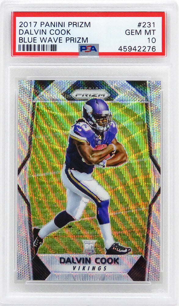 Dalvin Cook (Minnesota Vikings) 2017 Panini Prizm Football #231 Blue Wave Prizm RC Card (#67/149) - PSA 10 GEM MINT - PS3DC17P3 - Dalvin Cook (Minnesota Vikings) 2017 Panini Prizm Football #231 Blue Wave Prizm RC Card (#67/149) - PSA 10 GEM MINT product image