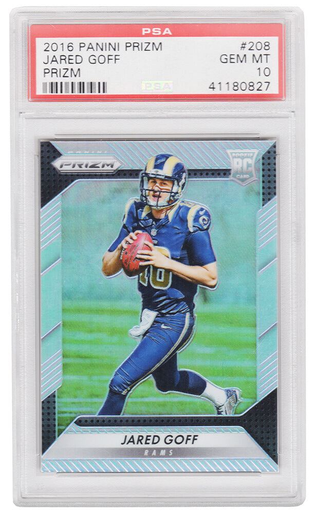 Jared Goff 2016 Panini Prizm Football #208 Prizm RC Rookie Card - PSA 10 GEM MINT (Silver Label) - PS3JG16P2 - Jared Goff 2016 Panini Prizm Football #208 Prizm RC Rookie Card - PSA 10 GEM MINT (Silver Label) product image