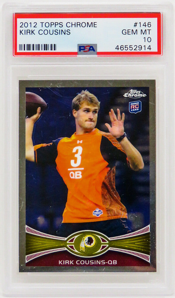 Kirk Cousins 2012 Topps Chrome Football #146 RC Rookie Card - PSA 10 GEM MINT - PS3KC12T1 - Kirk Cousins 2012 Topps Chrome Football #146 RC Rookie Card - PSA 10 GEM MINT product image