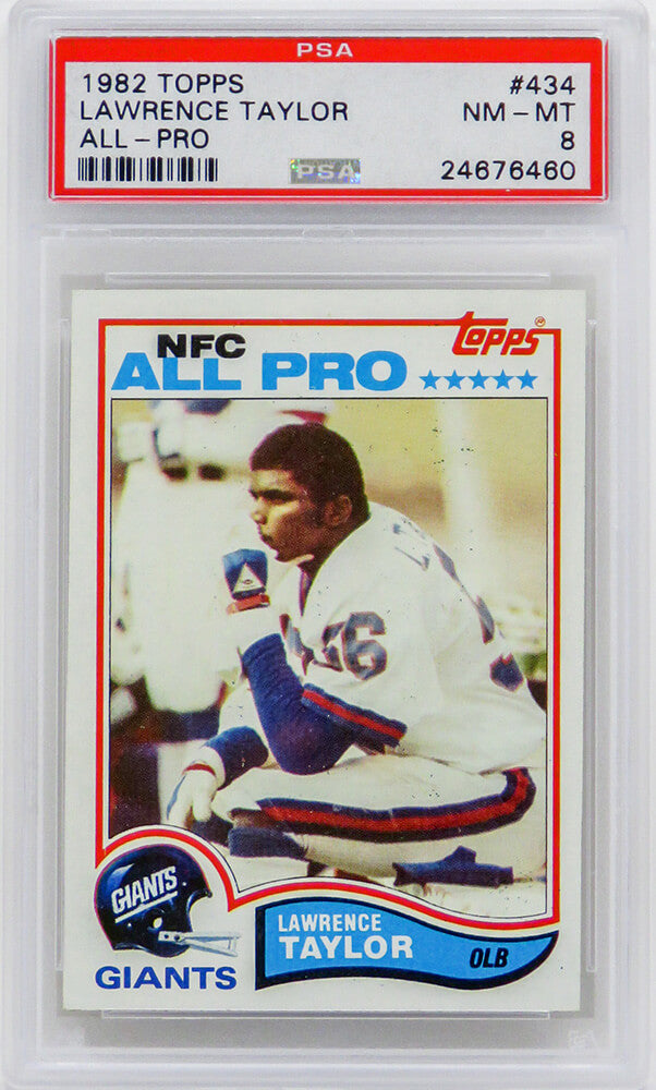 Lawrence Taylor (New York Giants) 1982 Topps Football #434 RC Rookie Card - PSA 8 NM-MT (A) - PS3LT82A8 - Lawrence Taylor (New York Giants) 1982 Topps Football #434 RC Rookie Card - PSA 8 NM-MT (A) product image