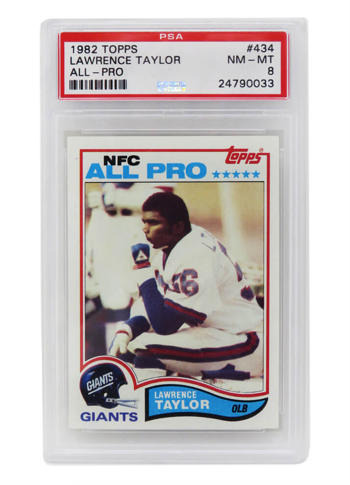 Lawrence Taylor (New York Giants) 1982 Topps Football #434 RC Rookie Card - PSA 8 NM-MT (B) - PS3LT82B8 - Lawrence Taylor (New York Giants) 1982 Topps Football #434 RC Rookie Card - PSA 8 NM-MT (B) product image
