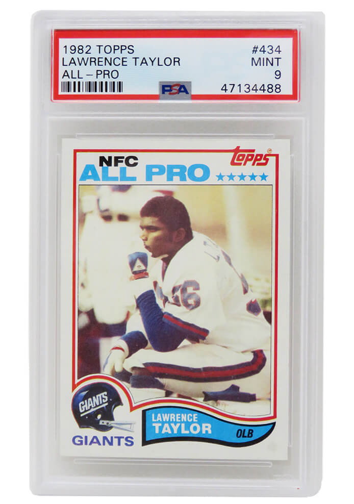 Lawrence Taylor (New York Giants) 1982 Topps Football #434 RC Rookie Card - PSA 9 MINT (C) - PS3LT82C9 - Lawrence Taylor (New York Giants) 1982 Topps Football #434 RC Rookie Card - PSA 9 MINT (C) product image