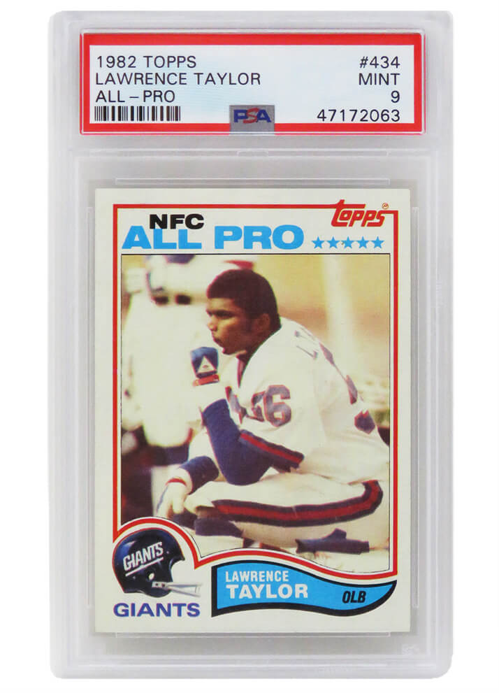 Lawrence Taylor (New York Giants) 1982 Topps Football #434 RC Rookie Card - PSA 9 MINT (D) - PS3LT82D9 - Lawrence Taylor (New York Giants) 1982 Topps Football #434 RC Rookie Card - PSA 9 MINT (D) product image