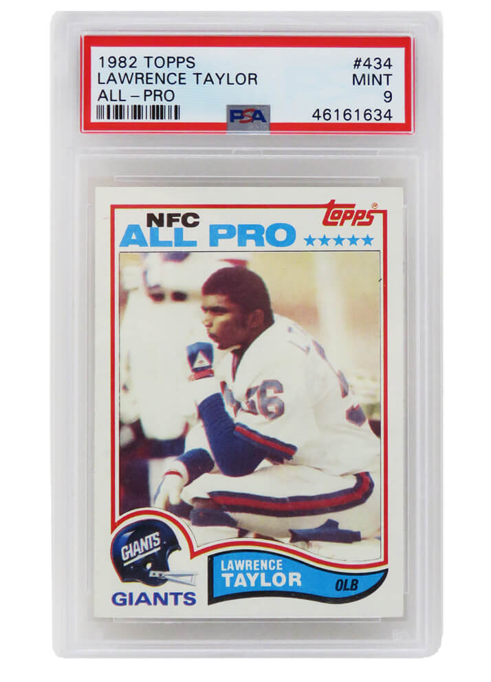 Lawrence Taylor (New York Giants) 1982 Topps Football #434 RC Rookie Card - PSA 9 MINT (E) - PS3LT82E9 - Lawrence Taylor (New York Giants) 1982 Topps Football #434 RC Rookie Card - PSA 9 MINT (E) product image