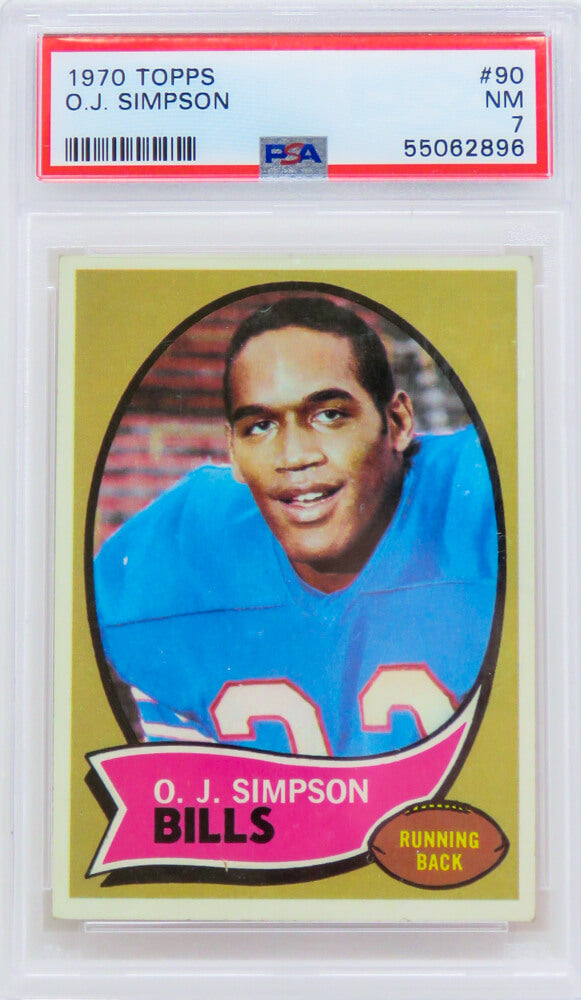 O.J. Simpson (Buffalo Bills) 1970 Topps Football #90 RC Rookie Card - PSA 7 NM (New Label) (F) - PS3OS70T6 - O.J. Simpson (Buffalo Bills) 1970 Topps Football #90 RC Rookie Card - PSA 7 NM (New Label) (F) product image