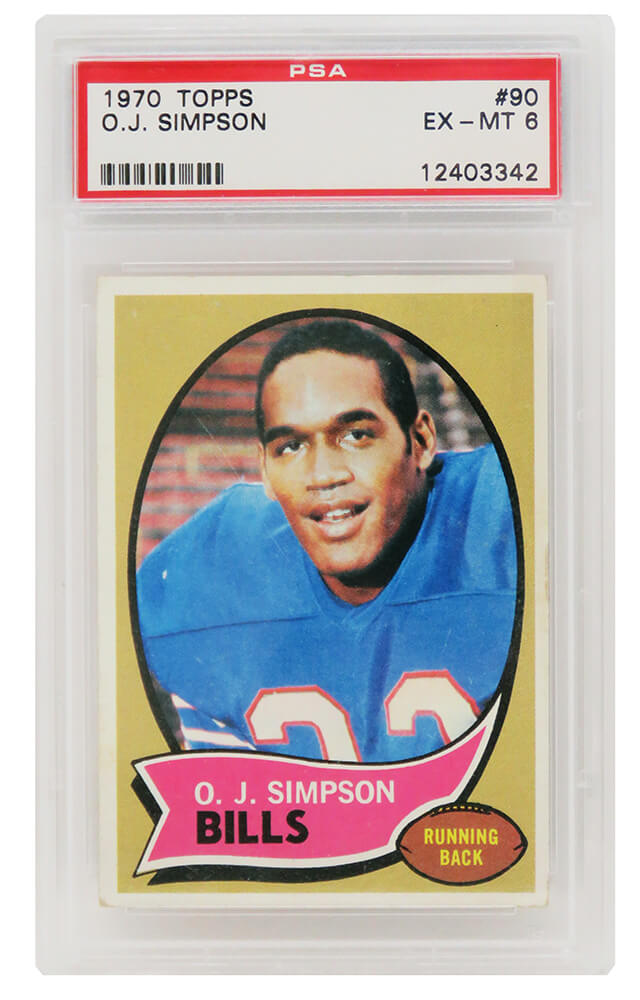 O.J. Simpson (Buffalo Bills) 1970 Topps Football RC Rookie Card #90 - PSA 6 EX-MT (A) - PS3OS70TA - O.J. Simpson (Buffalo Bills) 1970 Topps Football RC Rookie Card #90 - PSA 6 EX-MT (A) product image