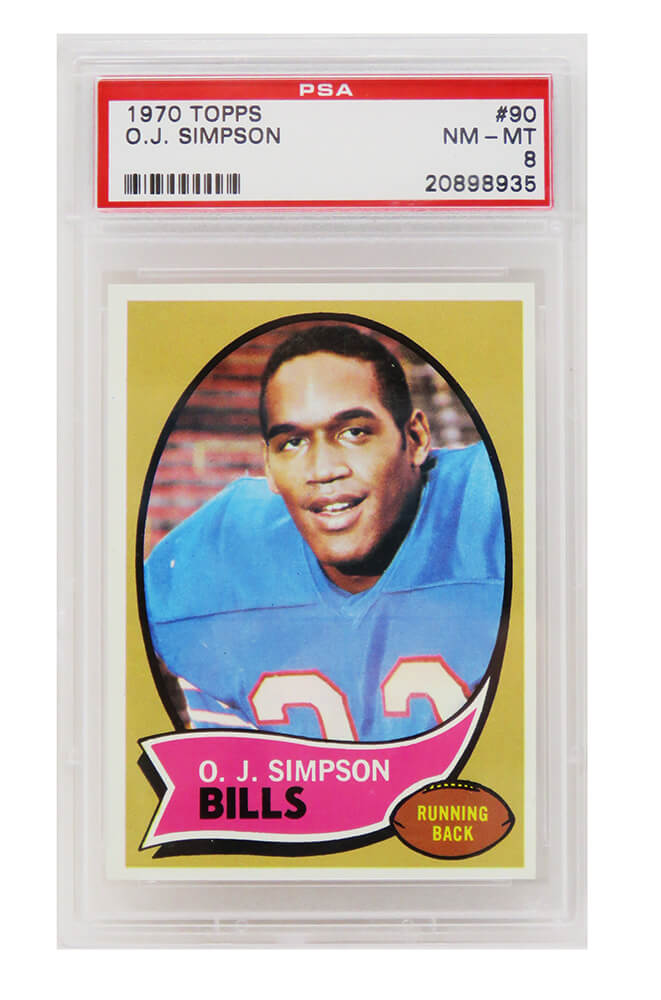 O.J. Simpson (Buffalo Bills) 1970 Topps Football RC Rookie Card #90 - PSA 8 NM-MT (C) - PS3OS70TC - O.J. Simpson (Buffalo Bills) 1970 Topps Football RC Rookie Card #90 - PSA 8 NM-MT (C) product image