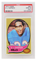 O.J. Simpson (Buffalo Bills) 1970 Topps Football RC Rookie Card #90 - PSA 9 (OC) MINT (D) - PS3OS70TD - O.J. Simpson (Buffalo Bills) 1970 Topps Football RC Rookie Card #90 - PSA 9 (OC) MINT (D) product image