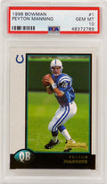 Peyton Manning (Indianapolis Colts) 1998 Bowman Football #1 RC Rookie Card - PSA 10 GEM MINT - PS3PM98B1 - Peyton Manning (Indianapolis Colts) 1998 Bowman Football #1 RC Rookie Card - PSA 10 GEM MINT product image