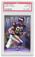 Randy Moss (Minnesota Vikings) 1998 Topps Finest Football #135 RC Rookie Card - PSA 10 GEM MINT (Silver Label) - PS3RM98F7 - Randy Moss (Minnesota Vikings) 1998 Topps Finest Football #135 RC Rookie Card - PSA 10 GEM MINT (Silver Label) product image