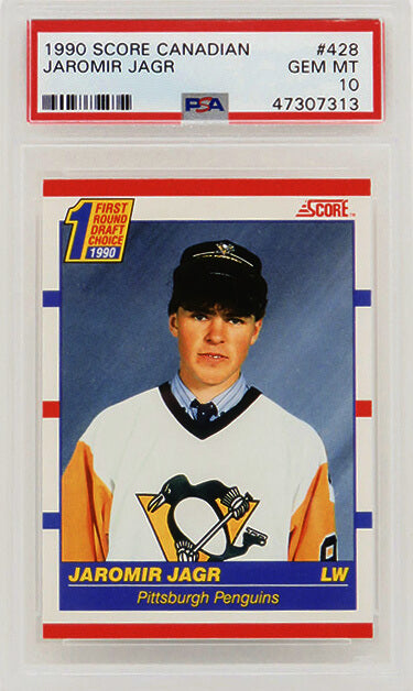 Jaromir Jagr (Pittsburgh Penguins) 1990 Score Canadian Hockey #428 RC Rookie Card - PSA 10 GEM MINT - PS4JJ90S1 - Jaromir Jagr (Pittsburgh Penguins) 1990 Score Canadian Hockey #428 RC Rookie Card - PSA 10 GEM MINT product image