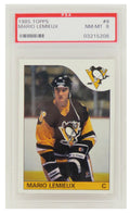 Mario Lemieux (Pittsburgh Penguins) 1985 Topps Hockey RC Rookie Card #9 - (PSA 8 NM-MT) (C.) - PS4ML85TC - Mario Lemieux (Pittsburgh Penguins) 1985 Topps Hockey RC Rookie Card #9 - (PSA 8 NM-MT) (C.) product image