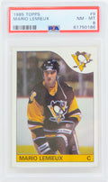 Mario Lemieux (Pittsburgh Penguins) 1985 Topps Hockey RC Rookie Card #9 - (PSA 8 NM-MT) (G) - PS4ML85TG - Mario Lemieux (Pittsburgh Penguins) 1985 Topps Hockey RC Rookie Card #9 - (PSA 8 NM-MT) (G) product image