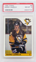 Mario Lemieux (Pittsburgh Penguins) 1985 Topps Hockey RC Rookie Card #9 - (PSA 8 NM-MT) (H) - PS4ML85TH - Mario Lemieux (Pittsburgh Penguins) 1985 Topps Hockey RC Rookie Card #9 - (PSA 8 NM-MT) (H) product image